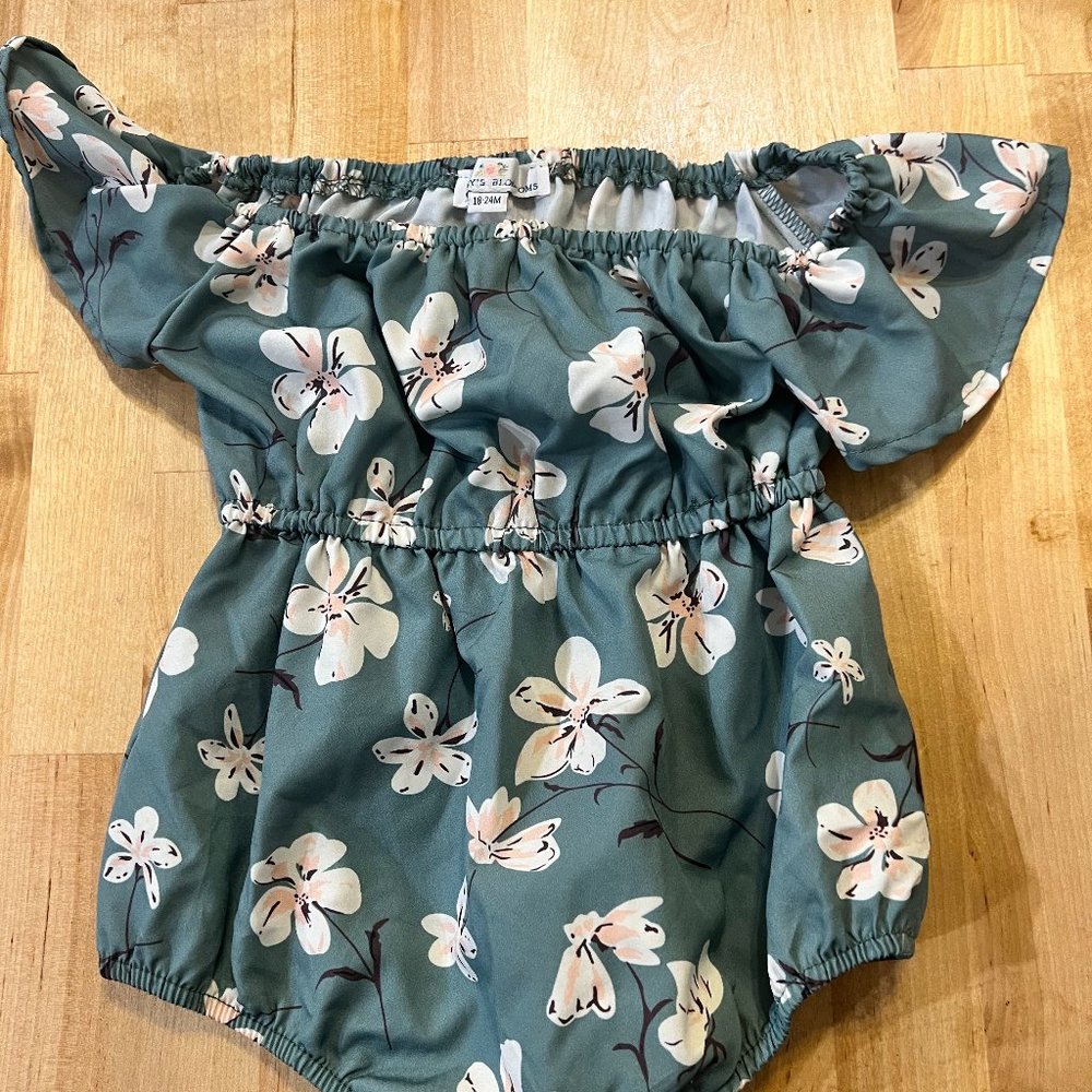 Bailey's Blossoms | Off the Shoulder Floral Toddler Romper